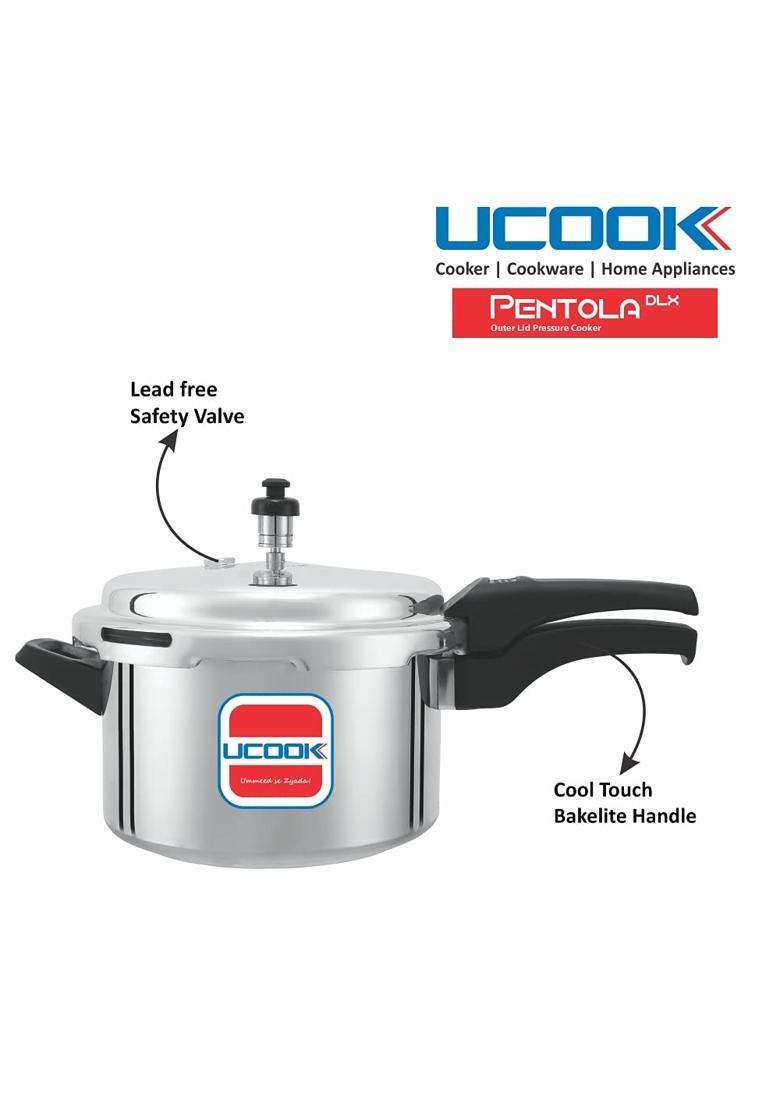 UCOOK Pentola DLX Aluminium Outer Lid Pressure Cooker | 5 L | 5.3 Qt - Indya