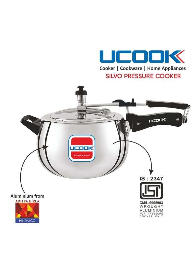 UCOOK By United Ekta Engg. Silvo Bulging Shape Aluminium Non-Induction Inner Lid | 5 L | 5.3 Qt - Indya