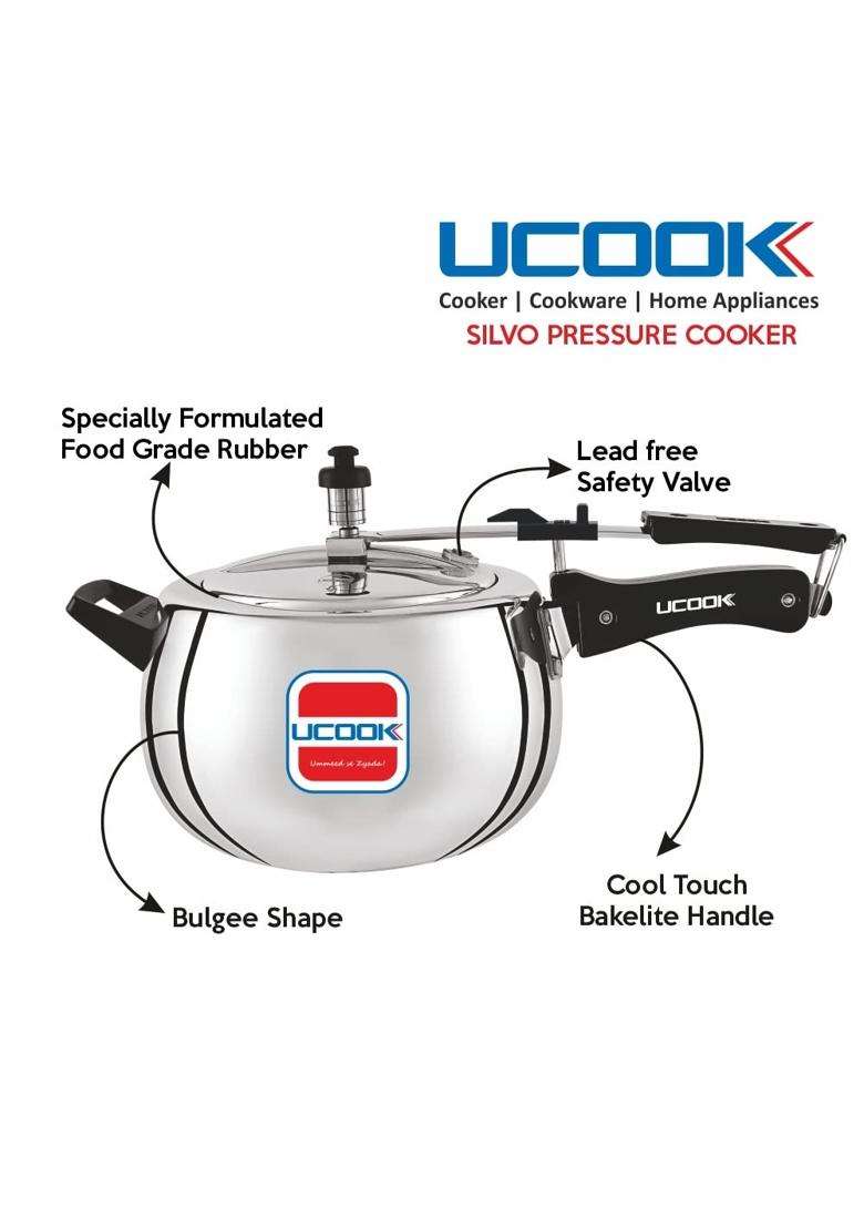 UCOOK By United Ekta Engg. Silvo Bulging Shape Aluminium Non-Induction Inner Lid | 5 L | 5.3 Qt - Indya