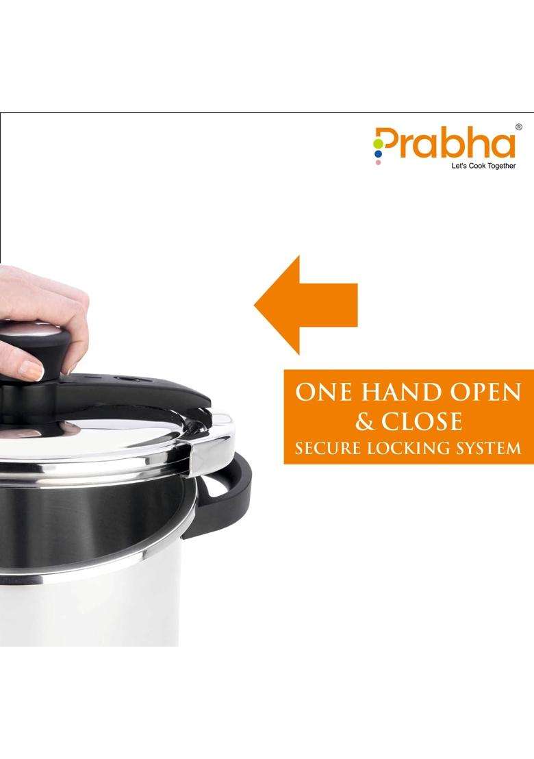 Prabha Cook-on Outer Lid Stainless Steel Pressure Cooker | 5 L | 5.3 Qt | Induction Compatible - Indya