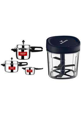 Butterfly Cordial 2 3 and Outer Lid SS Pressure Cookers | 5 L | 5.3 Qt | Induction Compatible