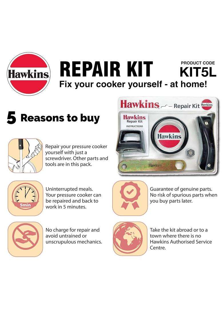 Hawkins Plastic Pressure Cooker Repair Kit with Cooker Gasket | 5 L | 5.3 Qt - Indya