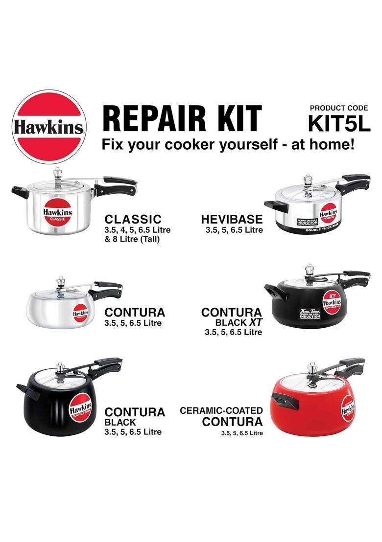 Hawkins Plastic Pressure Cooker Repair Kit with Cooker Gasket | 5 L | 5.3 Qt - Indya