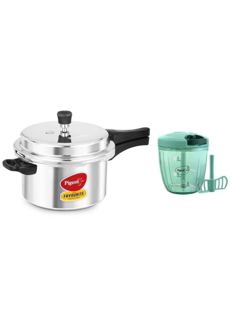 Pigeon Favourite Induction Base Aluminium Pressure Cooker with Outer Lid | 5 L | 5.3 Qt - Indya