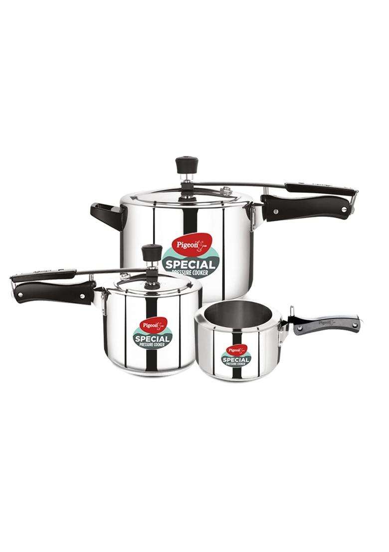 Pigeon By Stovekraft 2 3 Combo Special Stainless Steel Inner Lid Induction Base | 5 L | 5.3 Qt - Indya