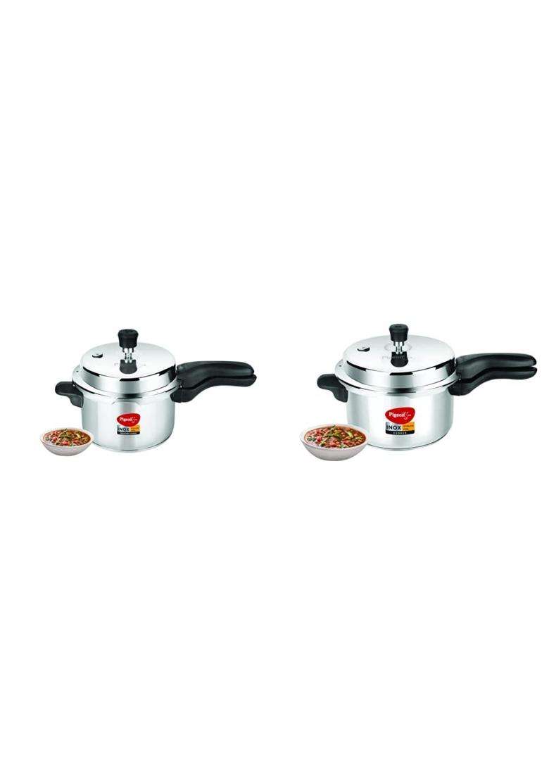 Pigeon By Stovekraft INOX Stainless Steel Pressure Cooker Combo | 3 L | 3.2 Qt - Indya