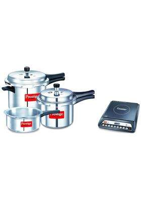 Prestige Popular Max 5 3 Aluminium Outer Lid Pressure Cooker Combo Pack | 2 L | 2.1 Qt | Induction Compatible