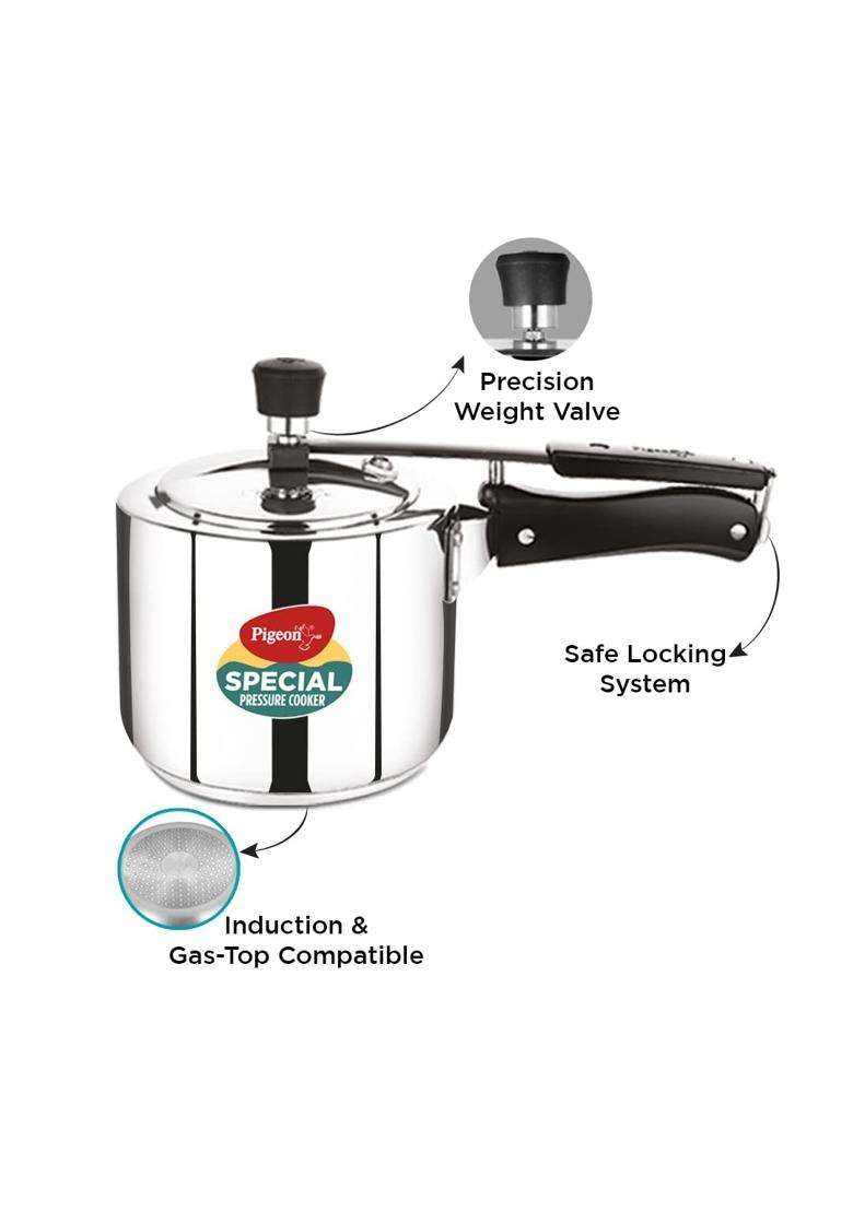 Pigeon By Stovekraft 2 Combo Special Stainless Steel Inner Lid Induction Base | 3 L | 3.2 Qt - Indya