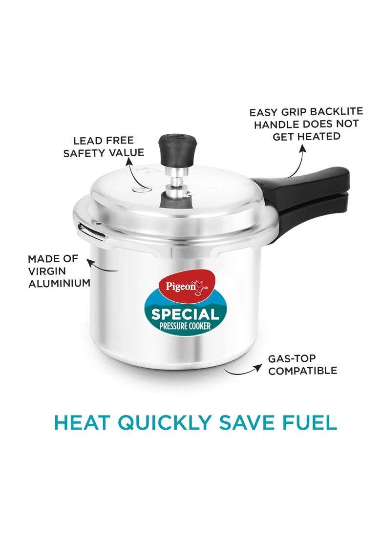 Pigeon By Stovekraft Pressure Cooker Combo with Outer Lid Gas Stove Compatible | 5 L | 5.3 Qt - Indya