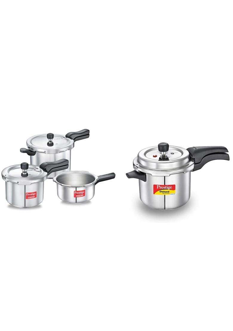 Prestige Svachh Aluminium 2 3 Combo Cooker with Induction Base Prestige Svachh Deluxe | 5 L | 5.3 Qt - Indya