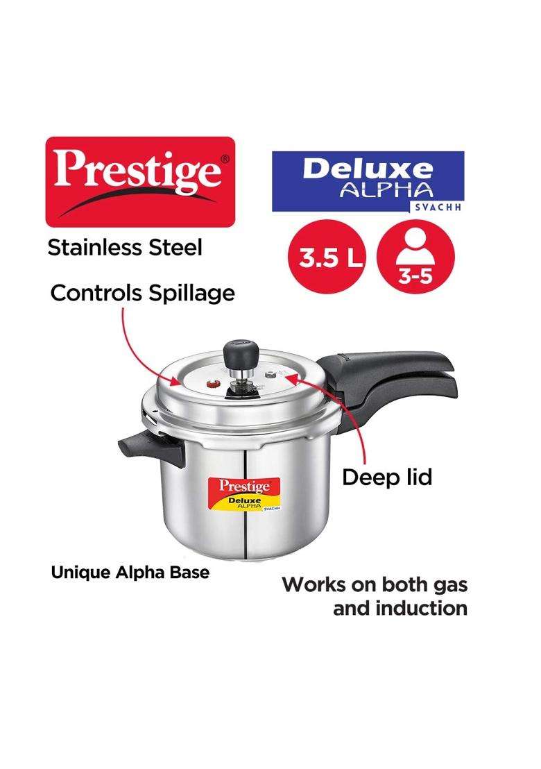 Prestige Svachh Aluminium 2 3 Combo Cooker with Induction Base Prestige Svachh Deluxe | 5 L | 5.3 Qt - Indya