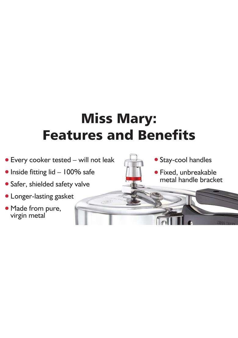 Hawkins Miss Mary Aluminium Pressure Cooker | 3 L | 3.2 Qt - Indya