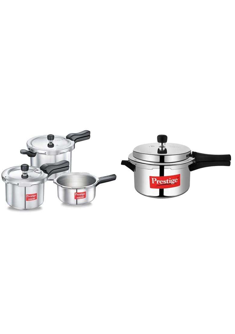 Prestige Svachh Aluminium 2 3 Combo Cooker with Induction Base Prestige Popular | 5 L | 5.3 Qt - Indya