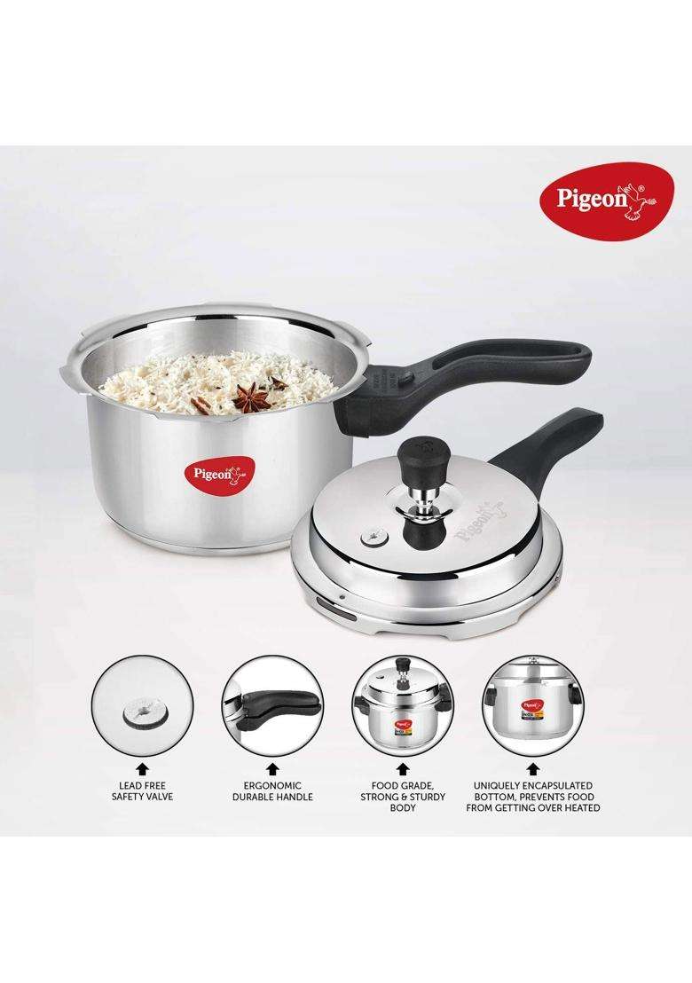 Pigeon By Stovekraft Pressure Cooker Combo with Induction Base | 2 L | 2.1 Qt - Indya