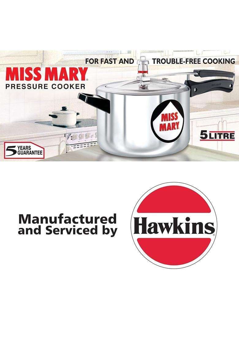 Hawkins Miss Mary Aluminium Pressure Cooker | 5 L | 5.3 Qt - Indya