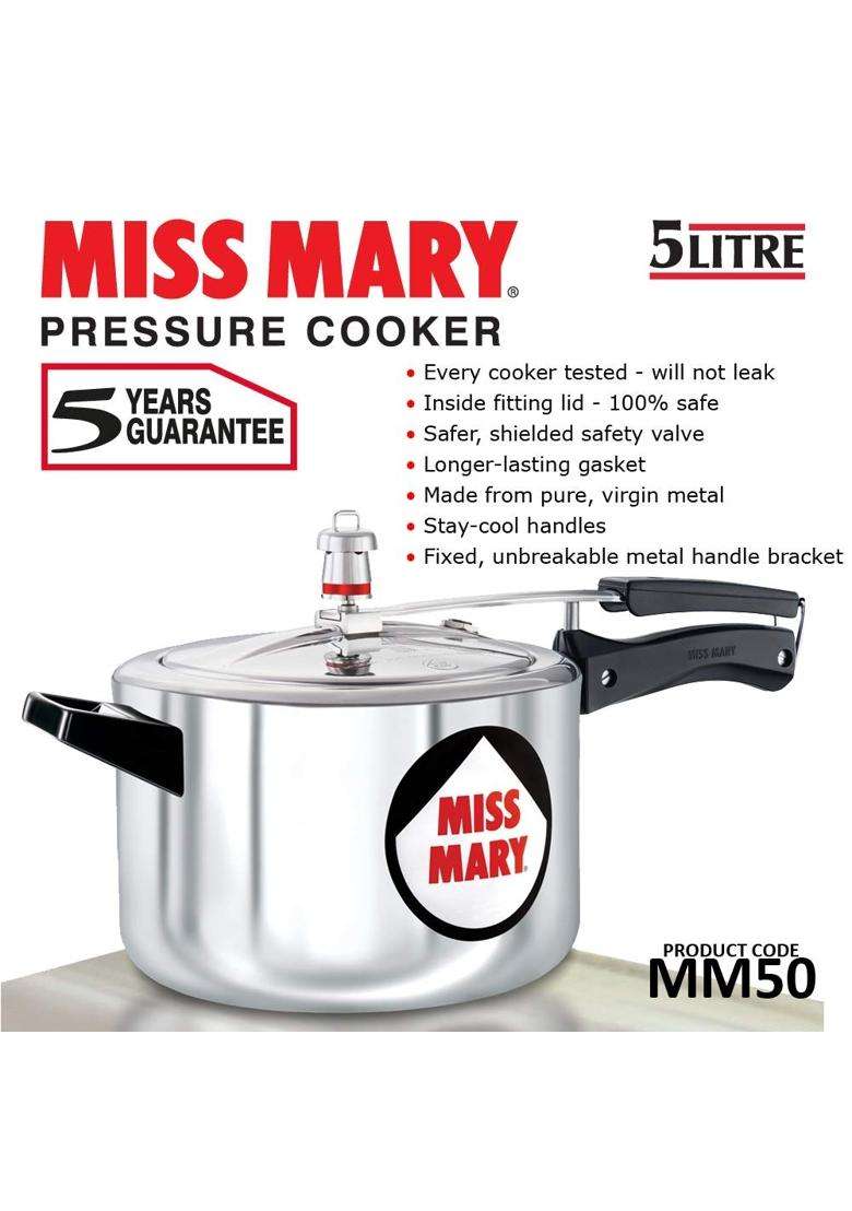 Hawkins Miss Mary Aluminium Pressure Cooker | 5 L | 5.3 Qt - Indya