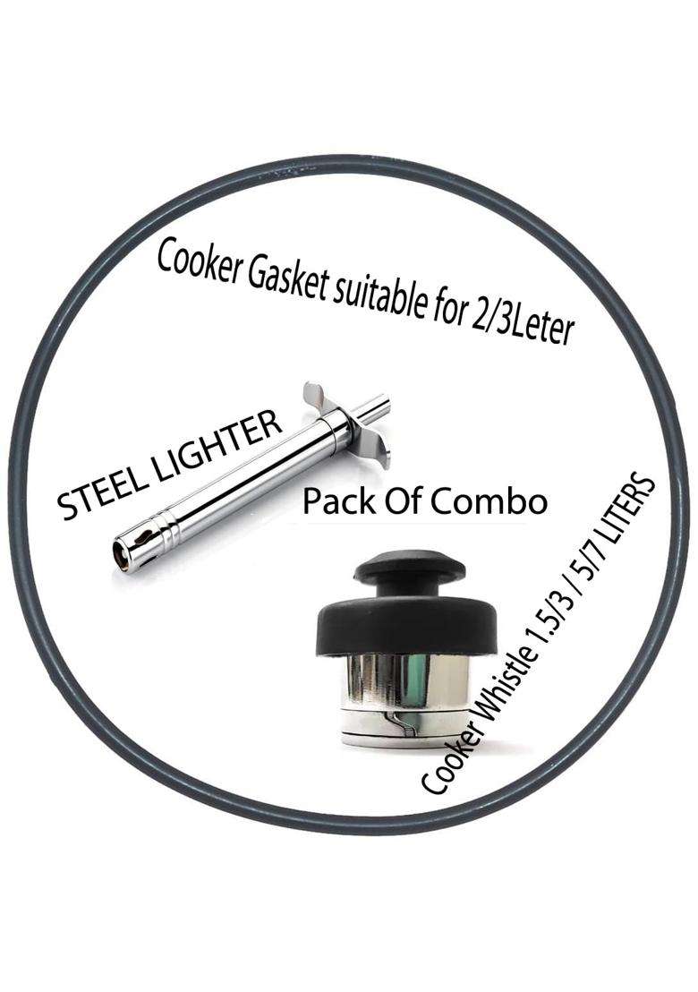 Vooli New 2024 Combo Pressure Cooker Rubber Gasket Suitable for 2 and Cooker Whistle | 3 L | 3.2 Qt | Pack of 3 - Indya