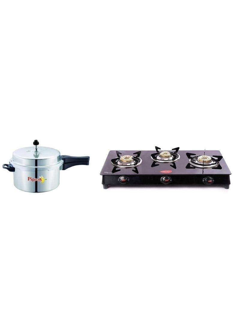 Pigeon By Stovekraft Favourite Induction Base Aluminium Pressure Cooker with Outer Lid | 5 L | 5.3 Qt - Indya
