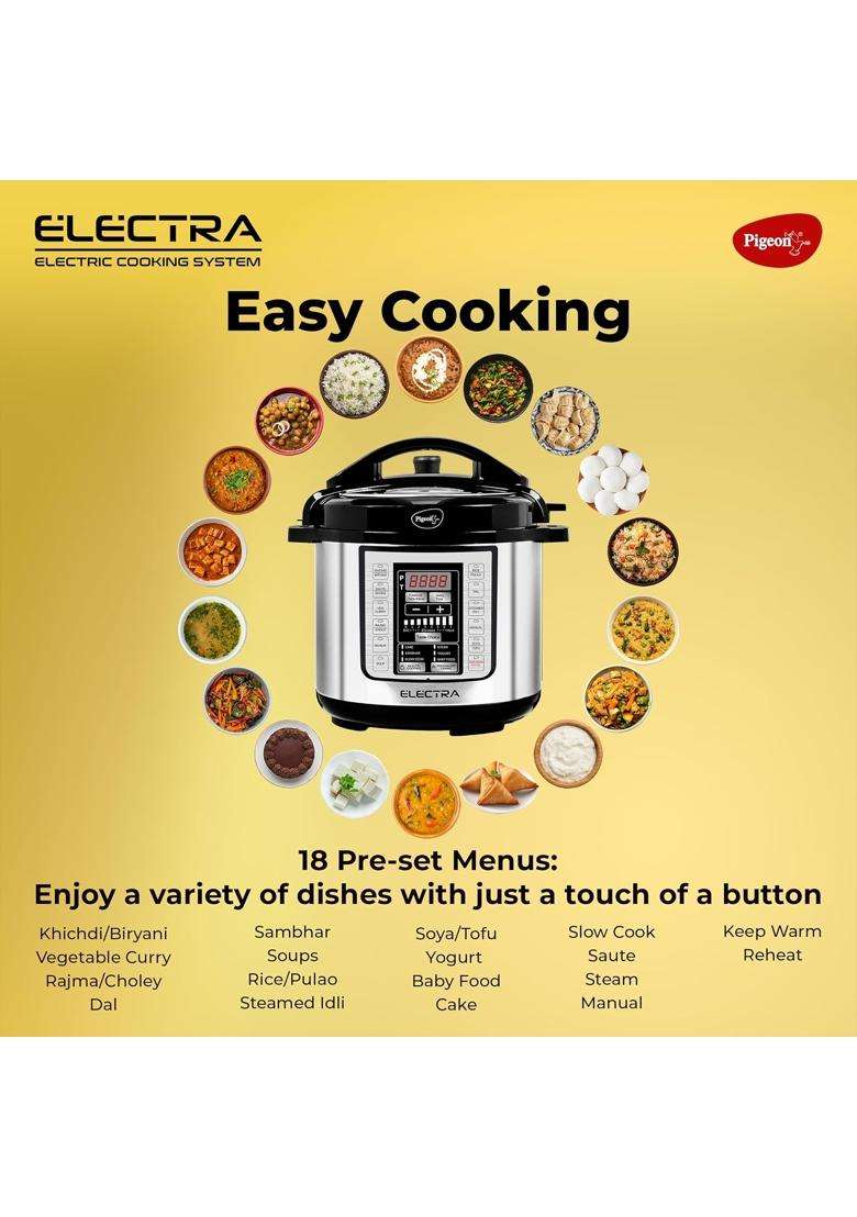 Pigeon By Stovekraft Electra Smart Electric Pressure Cooker with Digital Display | 3 L | 3.2 Qt - Indya