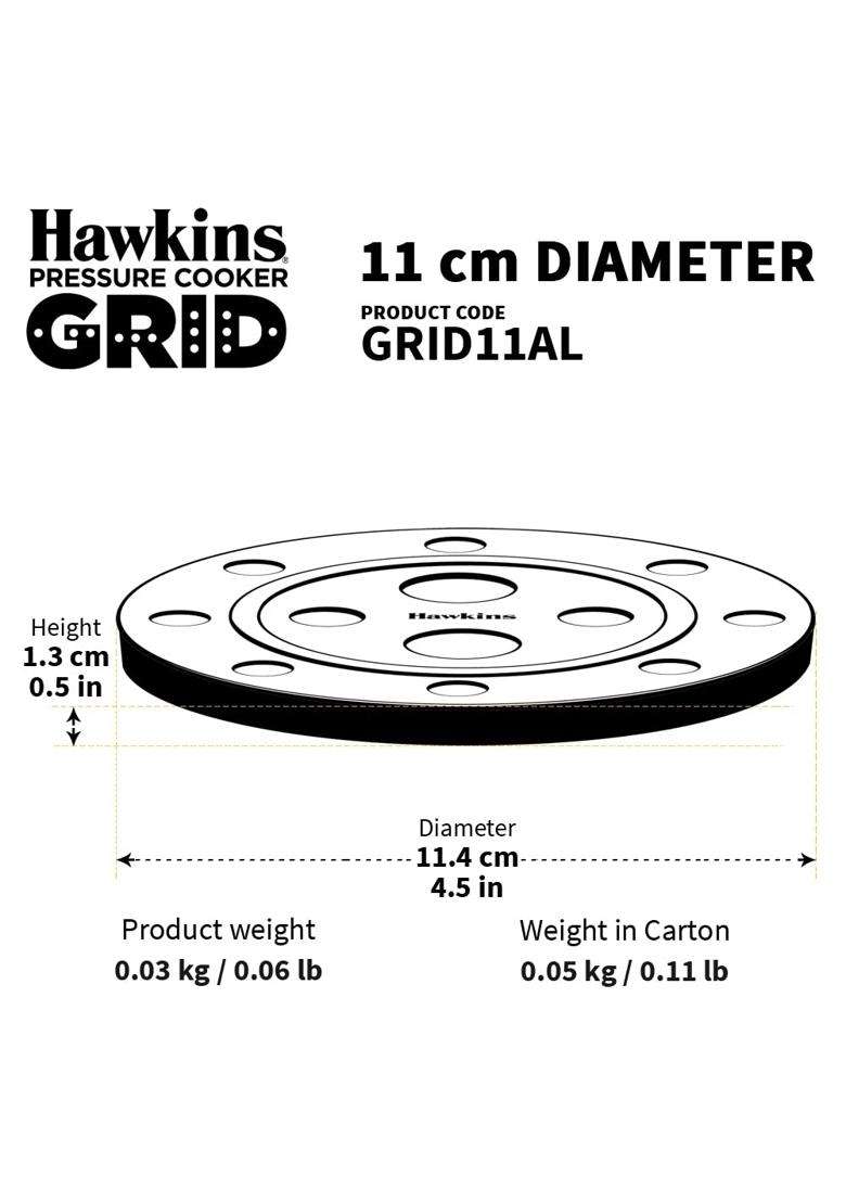 Hawkins Pressure Cooker Grid for Steaming Food and Container Cooking | 3 L | 3.2 Qt | 11 cm | 4.3 Inch - Indya