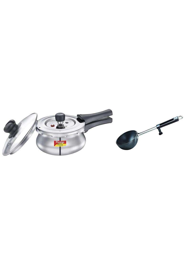 Prestige Deluxe Alpha Svachh Stainless Steel Outer Lid Pressure Cooker with Glass Lid | 1.5 L | 1.6 Qt | 10 cm | 3.9 Inch - Indya