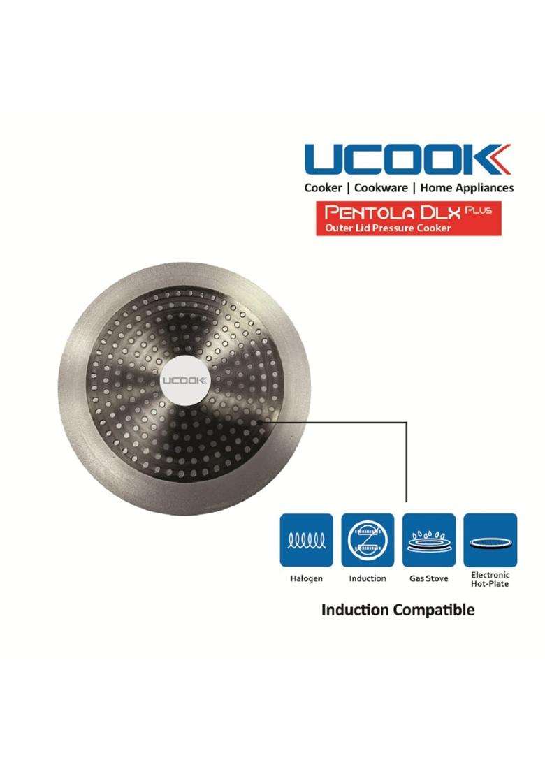 UCOOK By United Ekta Group Pentola DLX Plus Aluminium Outer Lid Induction Pressure | 3 L | 3.2 Qt - Indya