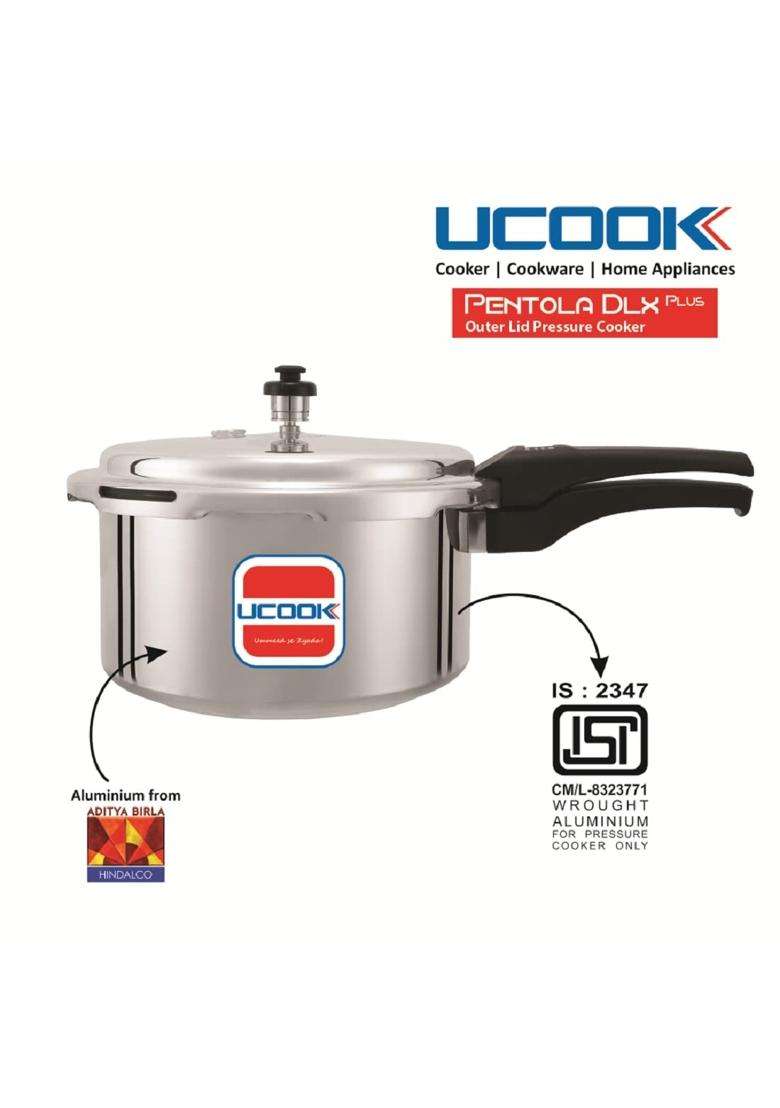 UCOOK By United Ekta Group Pentola DLX Plus Aluminium Outer Lid Induction Pressure | 3 L | 3.2 Qt - Indya