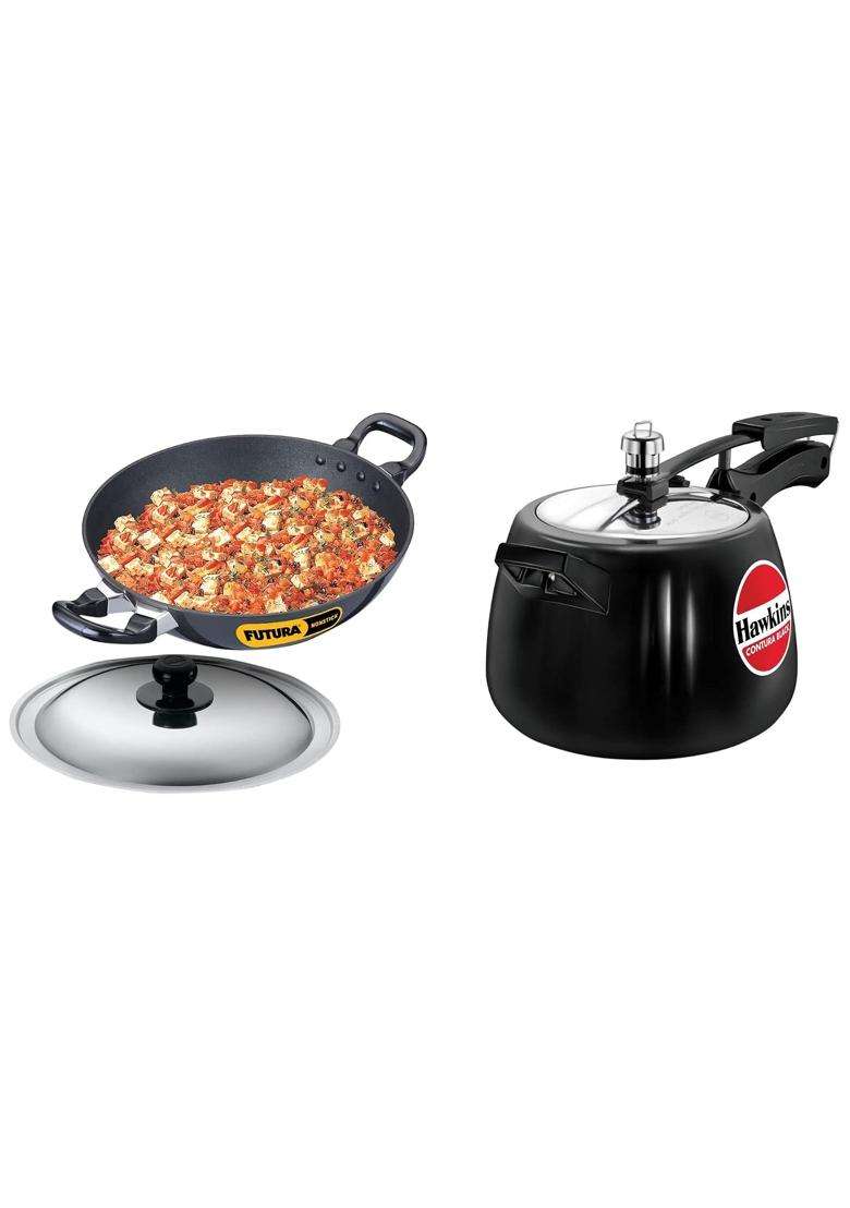 Hawkins Futura Deep Fry Pan | 2.5 L | 2.6 Qt | Non-Stick | With Lid - Indya