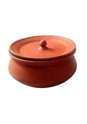 PALVIT CLAY ART GALLERY Biryani Handi Biryani Pot Pot for Cooking and Serving with Lid Stylish Clay Curd Pot Mitti | 0.5 L | 0.5 Qt