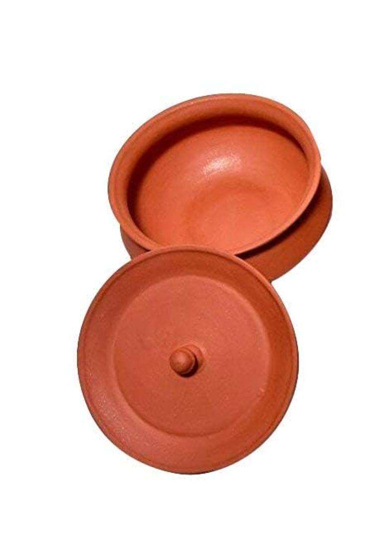 PALVIT CLAY ART GALLERY Biryani Handi Biryani Pot Pot for Cooking and Serving with Lid Stylish Clay Curd Pot Mitti | 0.5 L | 0.5 Qt - Indya