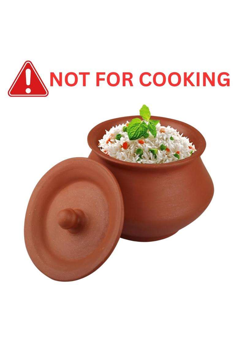 Bhanvi Earthen Clay Curd Pot Making Curd Chach Lassi Dahi Kadai Wok Handi Mitti Ke Bartan | 500 ml | 16.9 fl oz | With Lid | Unglazed - Indya