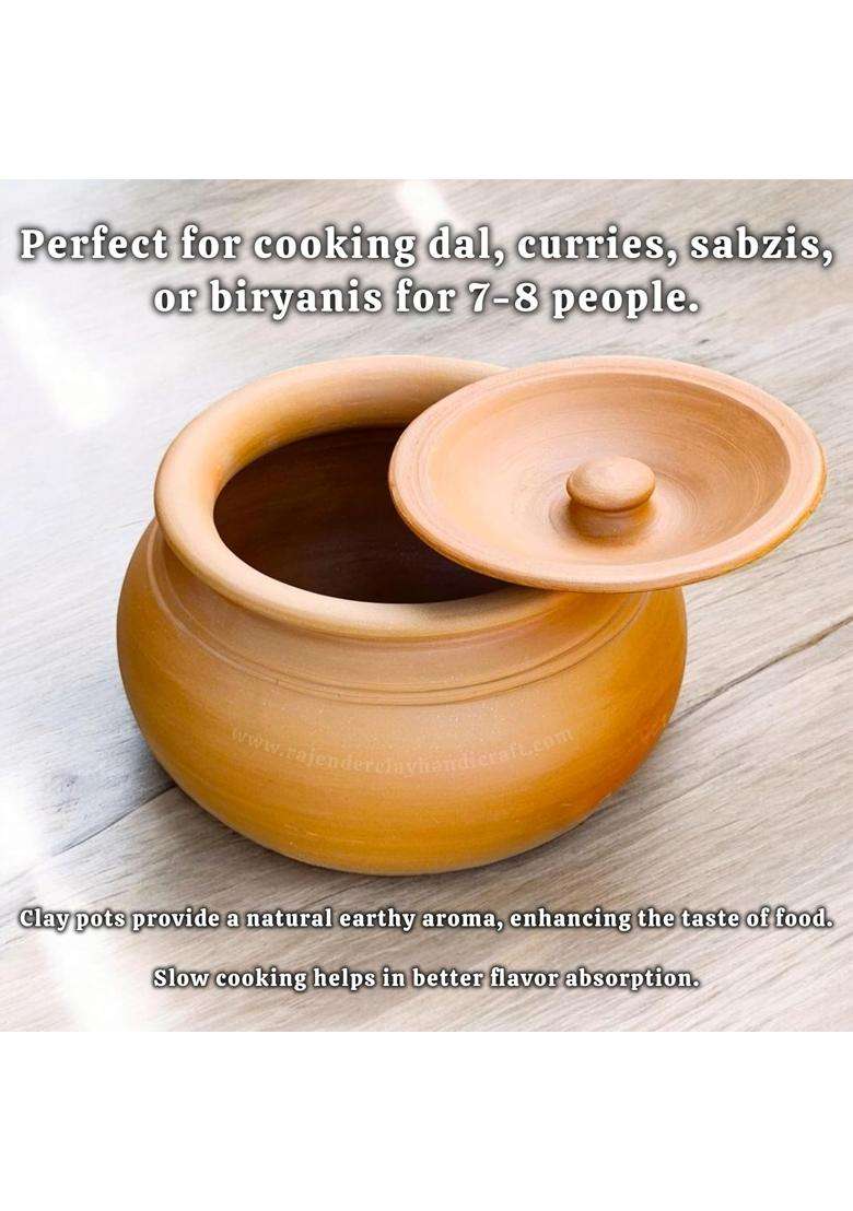 RAJENDER CLAY HANDICRAFT Mitti Handi Clay Pot for Cooking | 5 L | 5.3 Qt | Handcrafted - Indya
