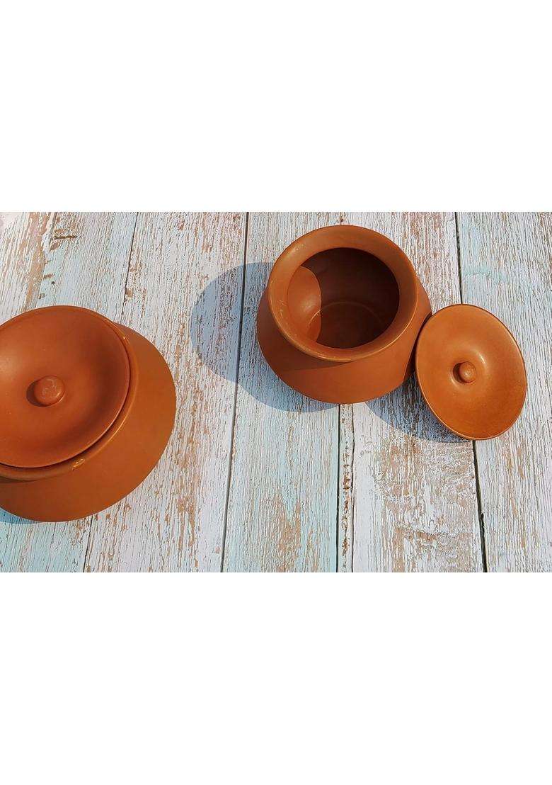 Pure Source India Porcelain Clay Dahi Handi Cooking Pot with Lid | 2 L | 2.1 Qt - Indya