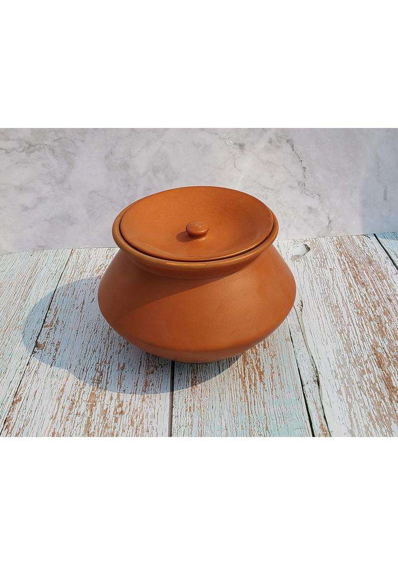 Pure Source India Porcelain Clay Dahi Handi Cooking Pot with Lid | 2 L | 2.1 Qt - Indya