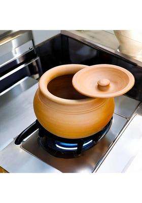 RAJENDER CLAY HANDICRAFT Mitti Handi Clay Pot for Cooking | 3 L | 3.2 Qt | Handcrafted