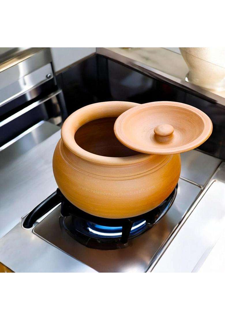 RAJENDER CLAY HANDICRAFT Mitti Handi Clay Pot for Cooking | 3 L | 3.2 Qt | Handcrafted - Indya