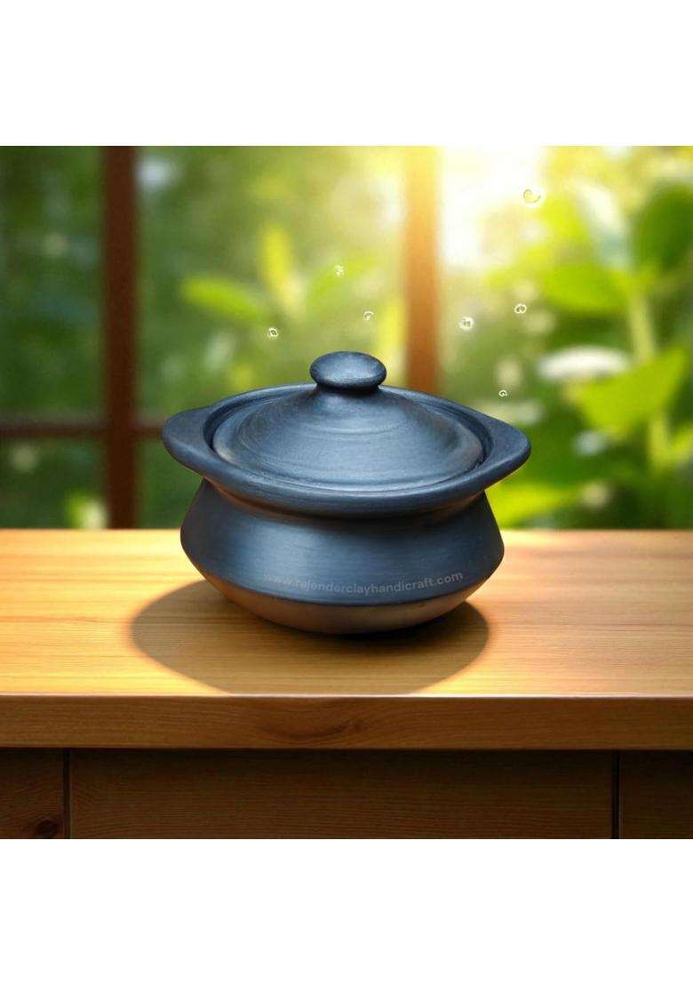 RAJENDER CLAY HANDICRAFT Black Mitti Clay Curd Pot | 250 ml | 8.5 fl oz | Handcrafted - Indya