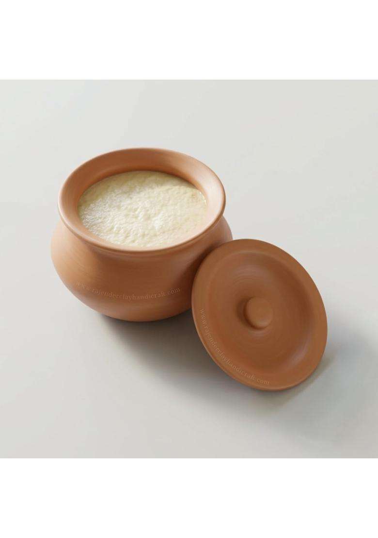 RAJENDER CLAY HANDICRAFT Premium Handmade Dahi Handi Curd Pot | 500 ml | 16.9 fl oz | Non-Toxic - Indya
