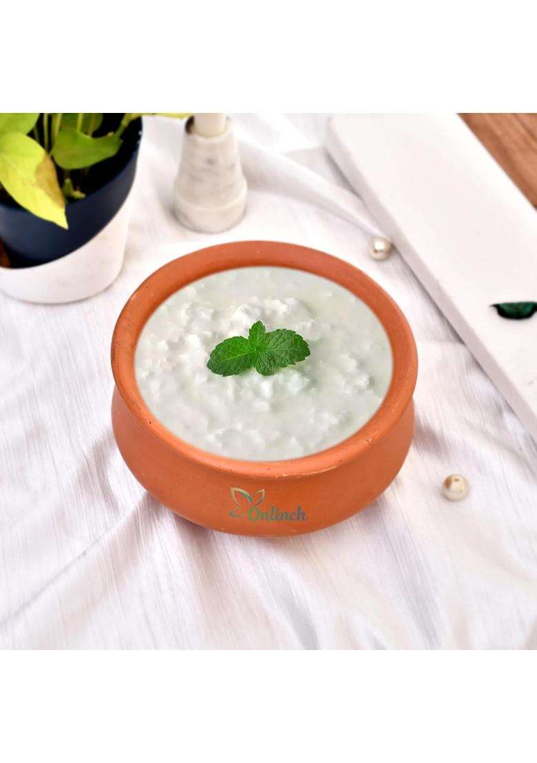 B S NATURAL Clay Dahi Handi with Lid | 500 ml | 16.9 fl oz - Indya
