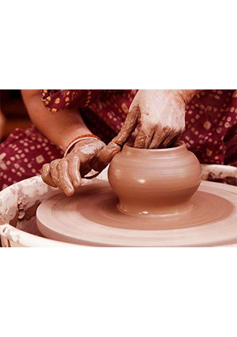 PALVIT CLAY ART GALLERY Unpolished Clay Curd and Sprouts Pot | 3000 ml | 101.4 fl oz | Handcrafted | With Lid - Indya