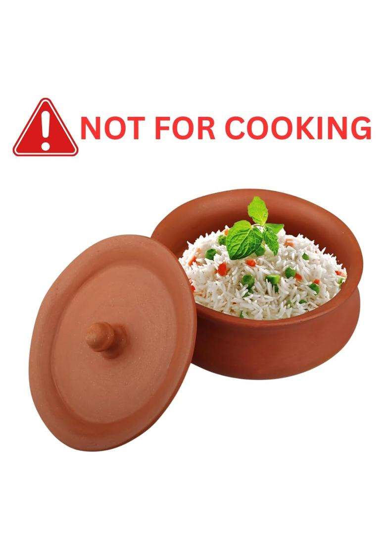 PALVIT CLAY ART GALLERY Unique Clay Dahi and Sprouts Handi Curd Pot with Lid | 1 L | 1.1 Qt - Indya