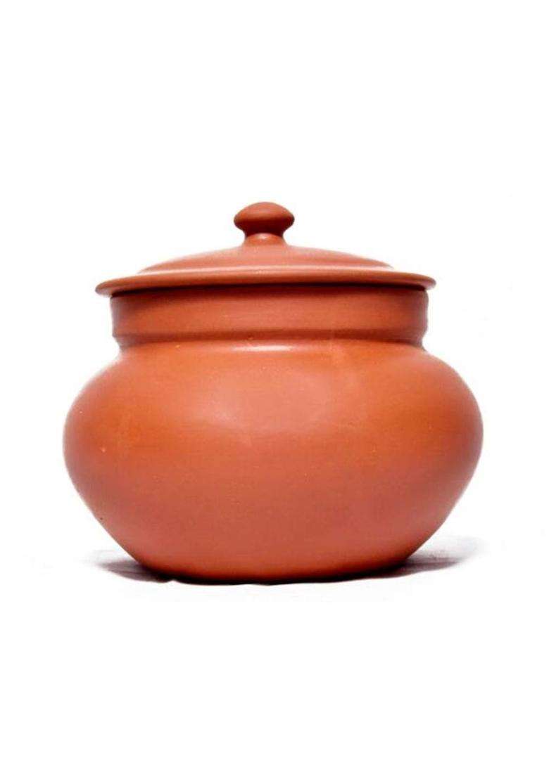 PALVIT CLAY ART GALLERY Stylish Clay Curd Pot Curd Bowl with Lid for Cooking | 1.5 L | 1.6 Qt - Indya