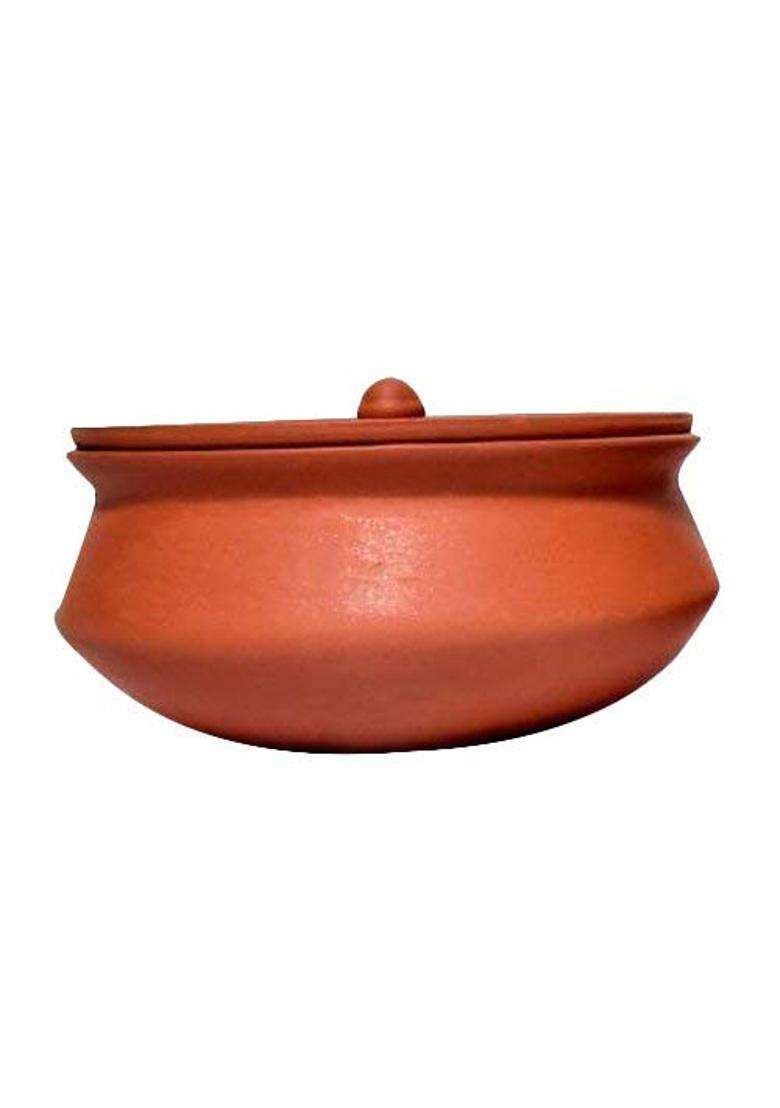 PALVIT CLAY ART GALLERY Organic Terracotta Clay Curd Pot with Lid Handi for Cooking and Sprouts | 480 ml | 16.2 fl oz - Indya