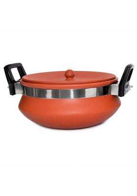 Bhanvi Nonstick Handmade Clay Handi for Cooking with Lid | 1000 ml | 33.8 fl oz