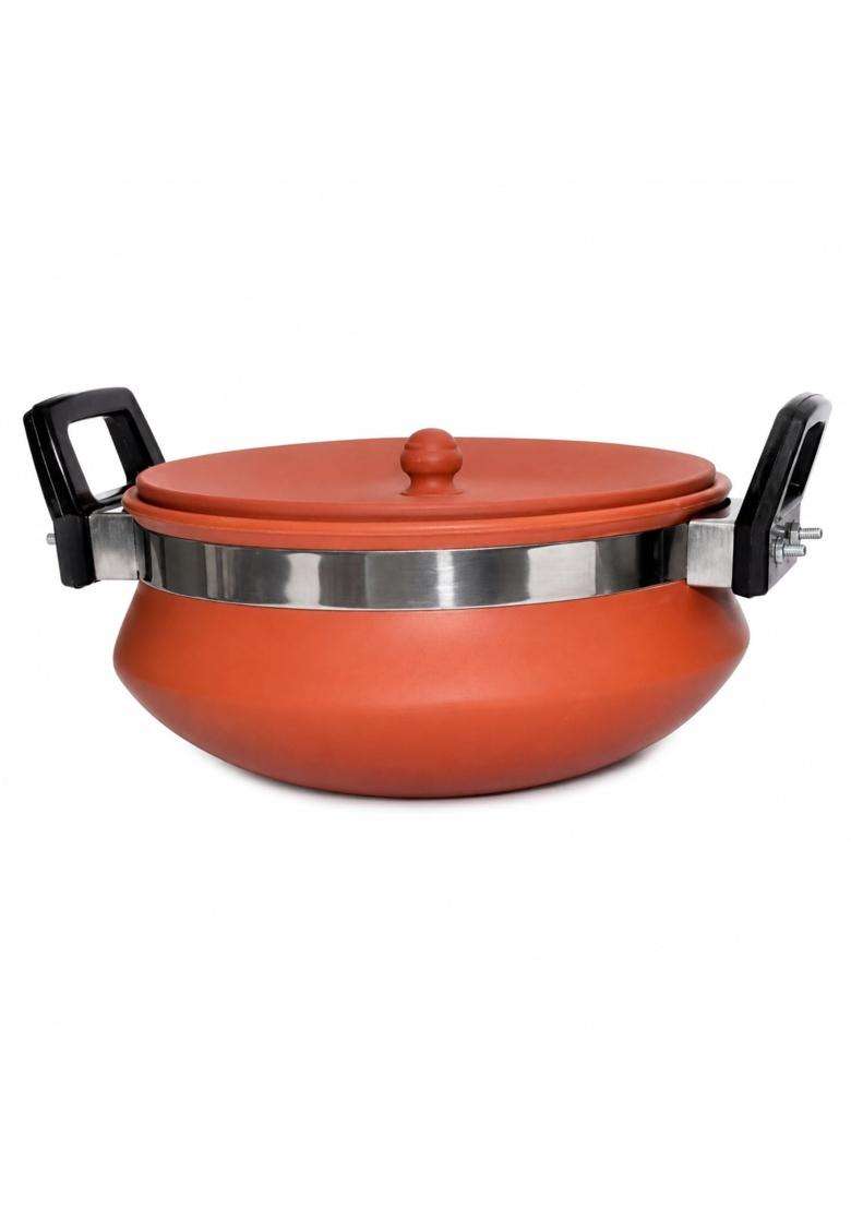 Bhanvi Nonstick Handmade Clay Handi for Cooking with Lid | 1000 ml | 33.8 fl oz - Indya