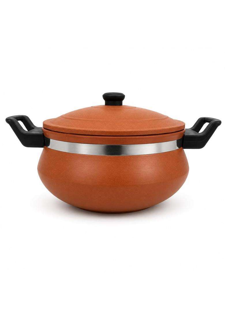 Matti Shree Clay Handi Cooking Pot with Lid and Handles | 3 L | 3.2 Qt - Indya