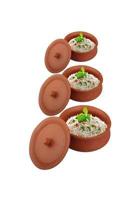 PALVIT CLAY ART GALLERY Clay Curd Pot with Lid | 500 ml | 16.9 fl oz | 3-Piece Set