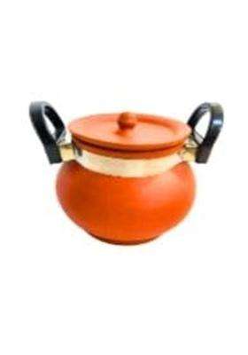 VINTICA Organic Clay Crafts Handmade Clay Handi Cooking Pot for Cooking Clay Handi MItti Handi | 1800 ml | 60.9 fl oz | With Lid