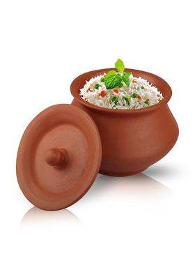 PALVIT CLAY ART GALLERY Biryani Handi Biryani Pot Pot for Cooking and Serving with Lid Stylish Clay Curd Pot Mitti | 1.2 L | 1.3 Qt