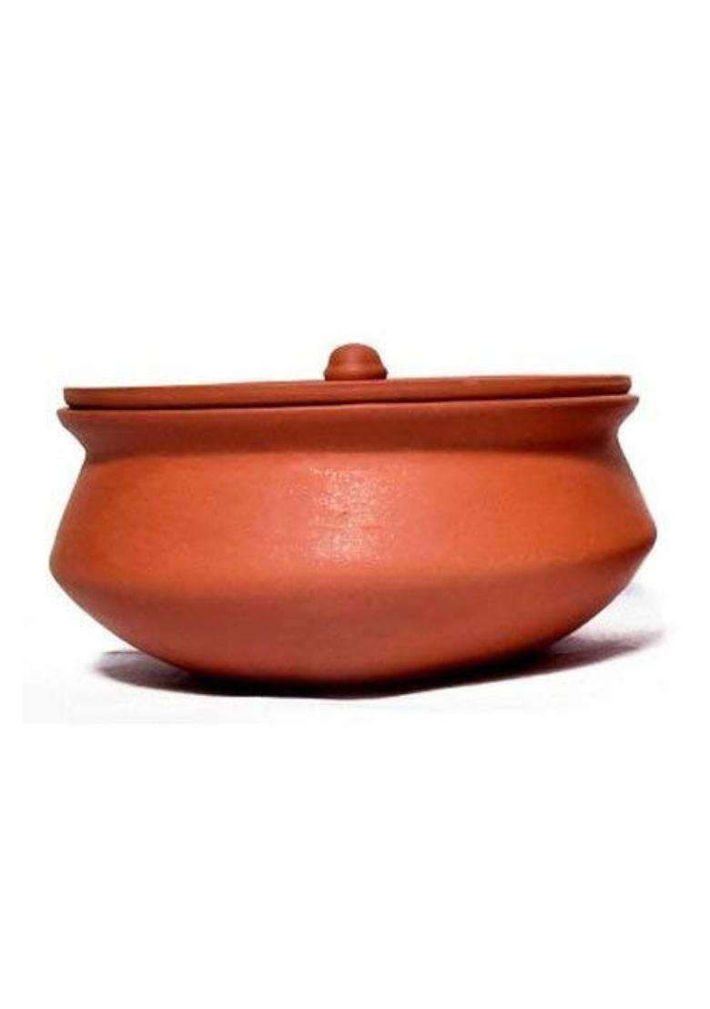 SHRIYAM CRAFTS Clay Dahi Handi Curd Pot with Lid Medium Size | 500 ml | 16.9 fl oz - Indya